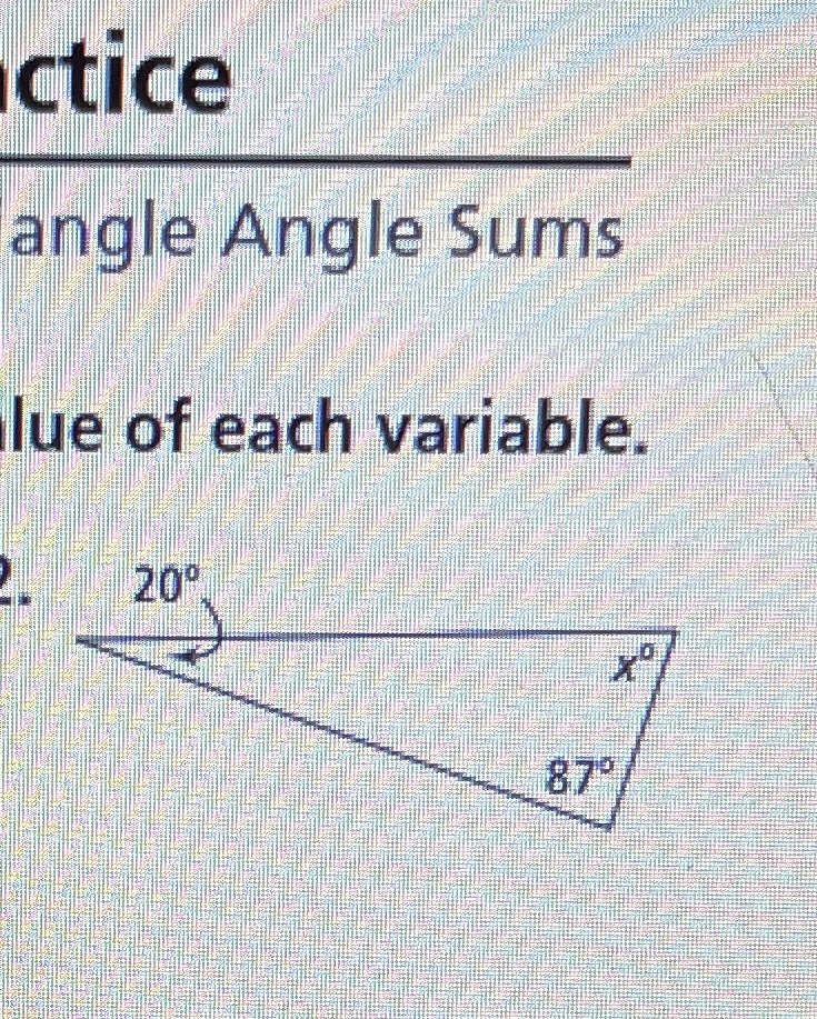 The value of the variable ctice angle Angle Sums