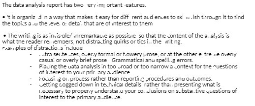 The data analysis report has two very imj ortant