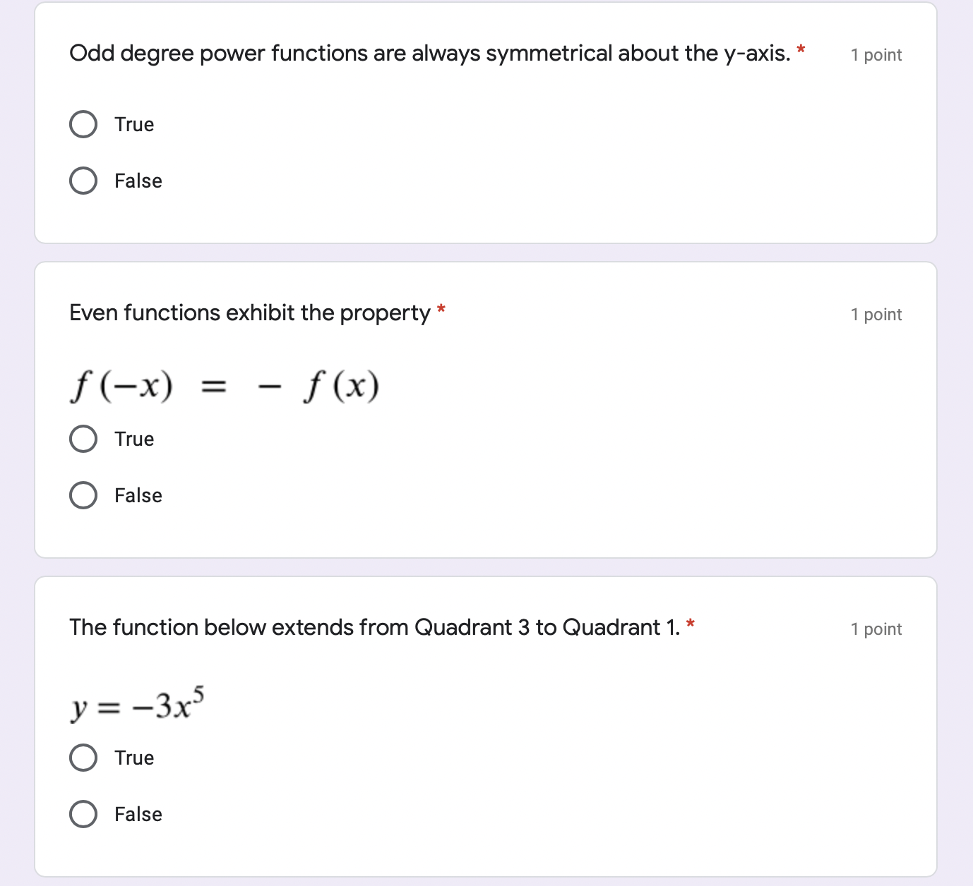 Odd degree power functions are always symmetrical