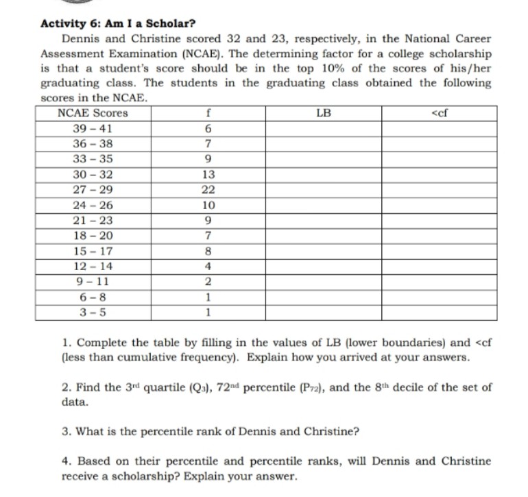 Activity 6: Am I a Scholar? Dennis and Christine