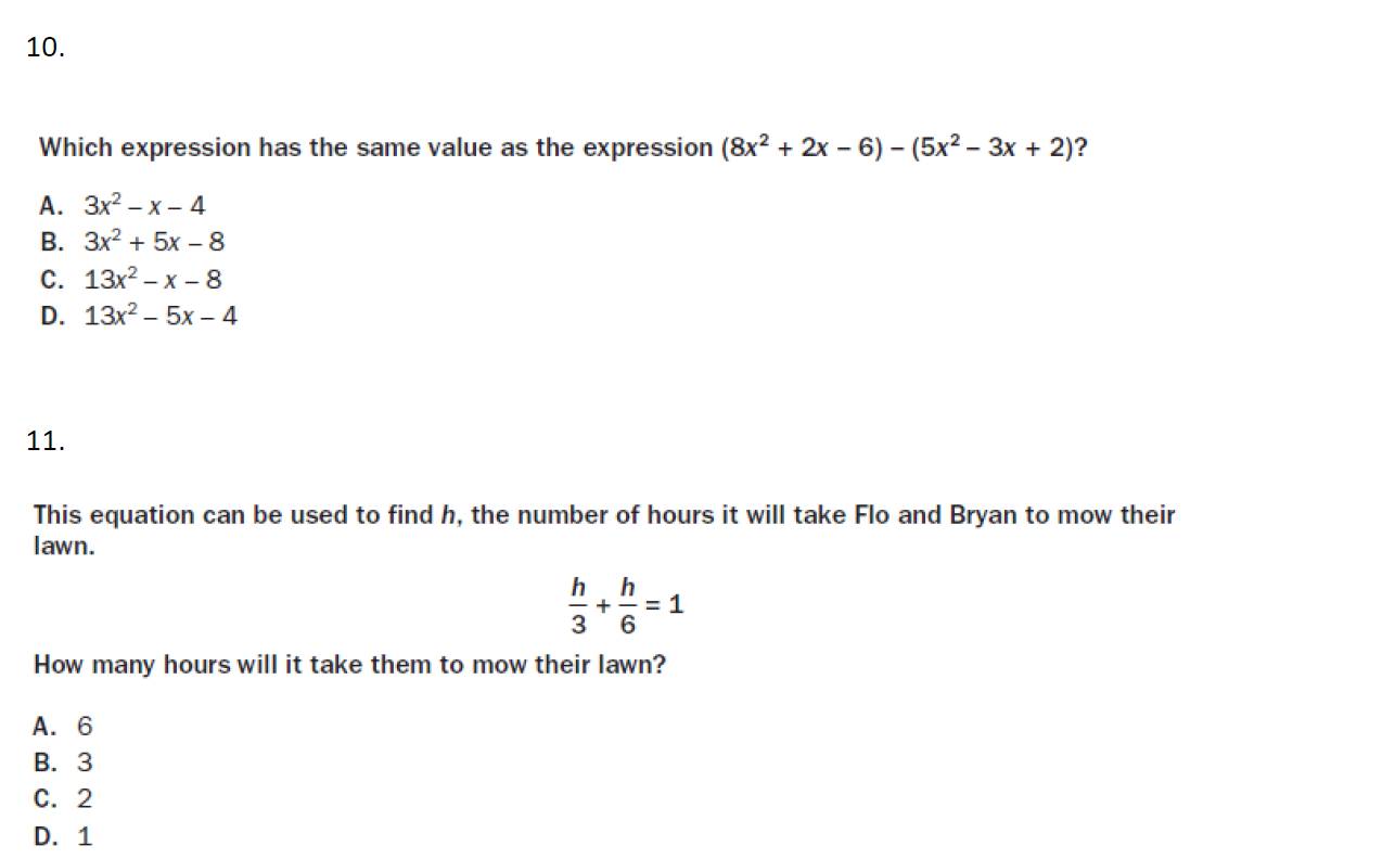10. Which expression has the same value as the