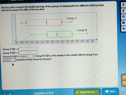 I need help The box plots compare the weekly