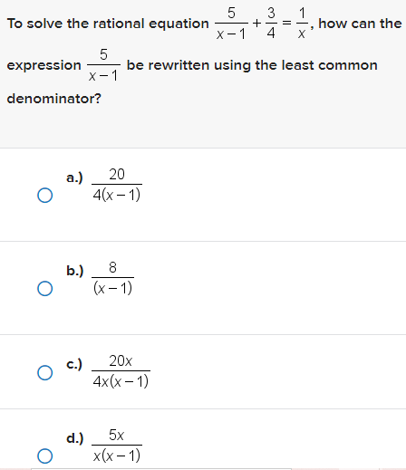 expression To solve the rational equation 5 x\"i