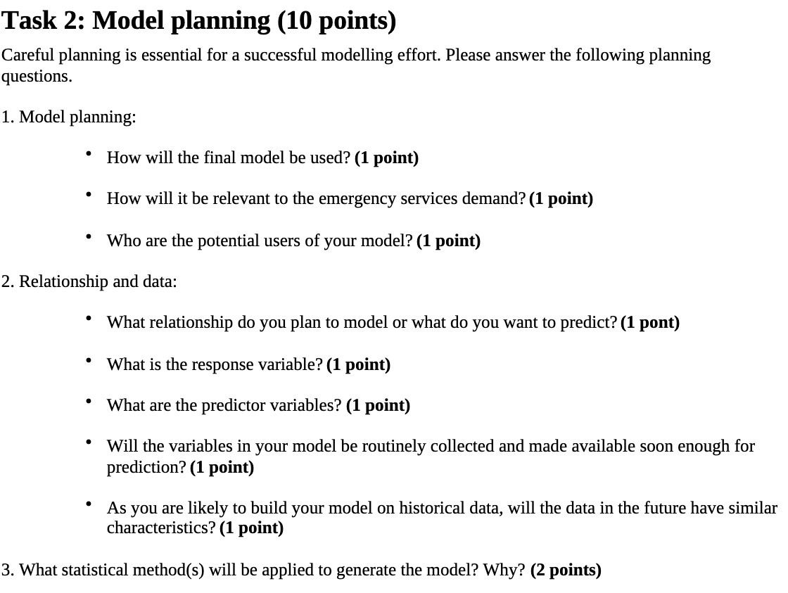 Task 2: Model planning (10 points) Careful