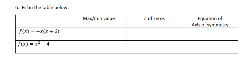 Fill in the table in the attachment below. No