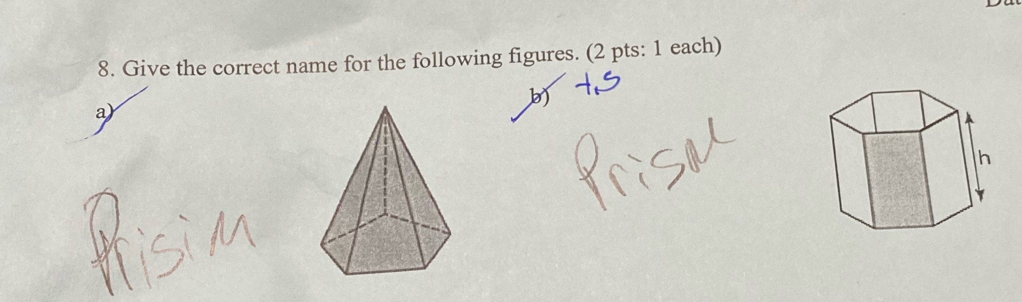 a ) 8. Give the correct name for the following