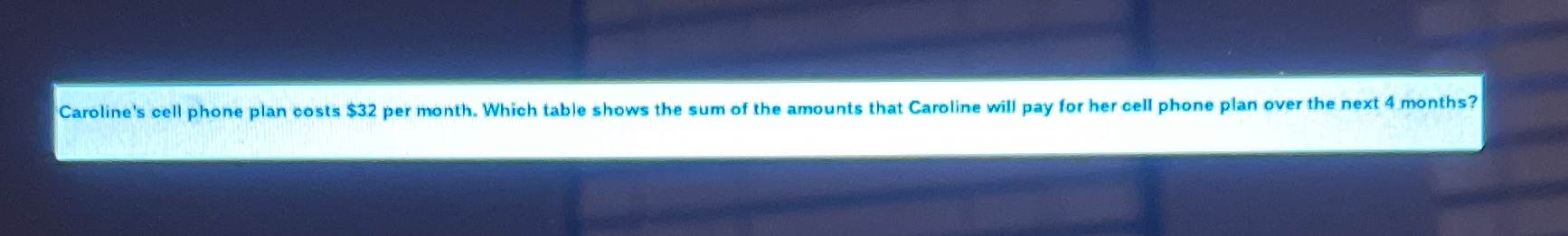 Question pls solve if you can Caroline's
