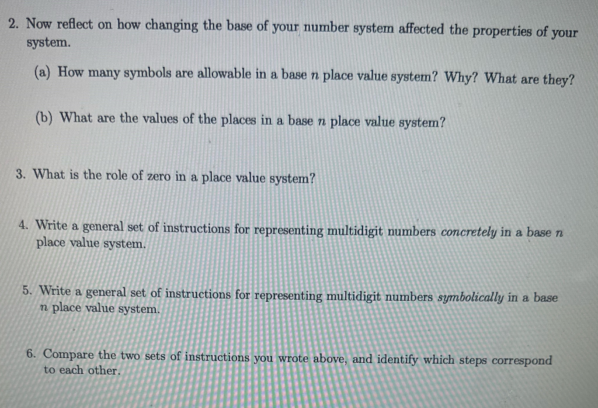 2. Now reflect on how changing the base of your