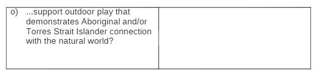 0) ...support outdoor play that demonstrates