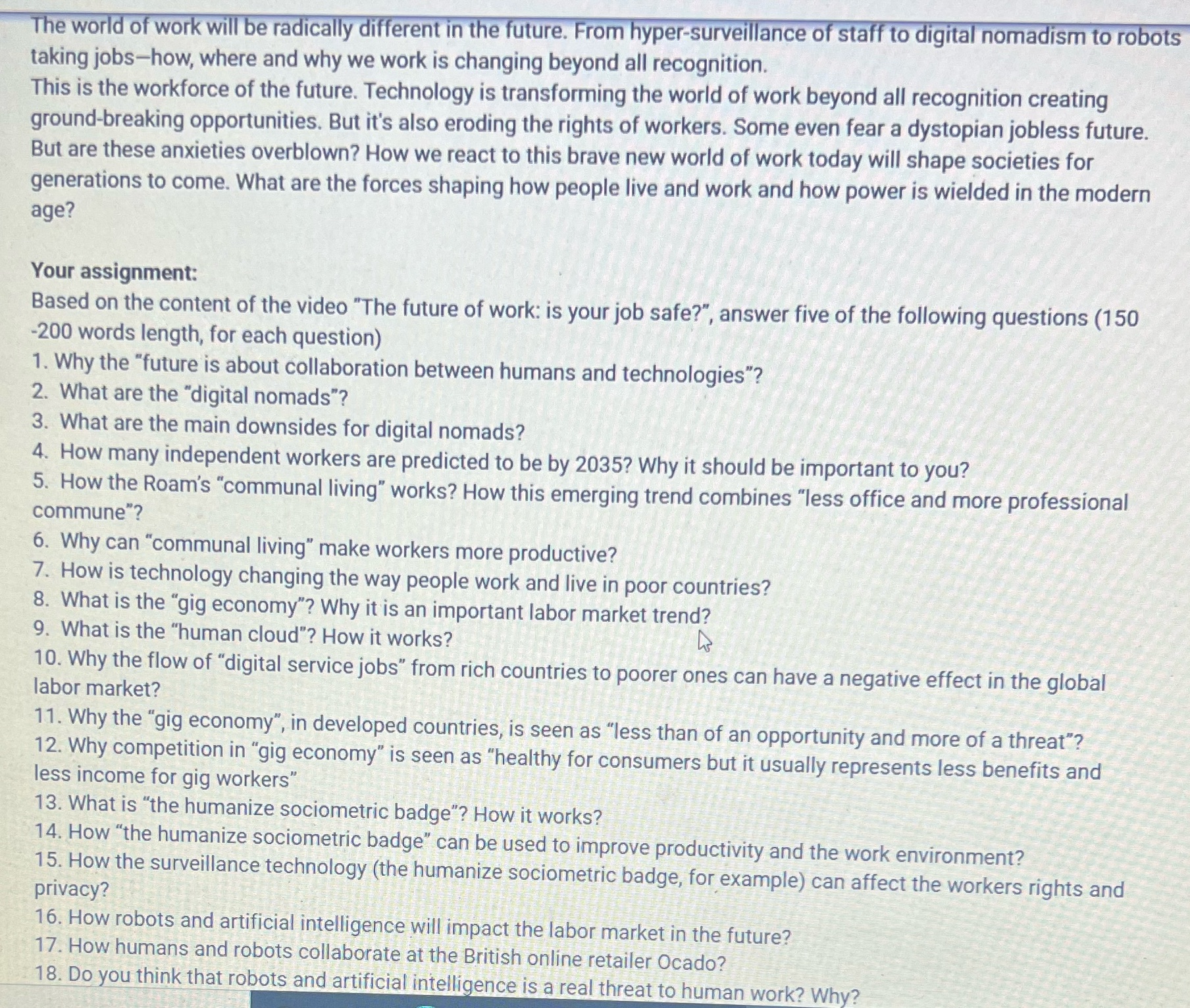 The world of work will be radically different in