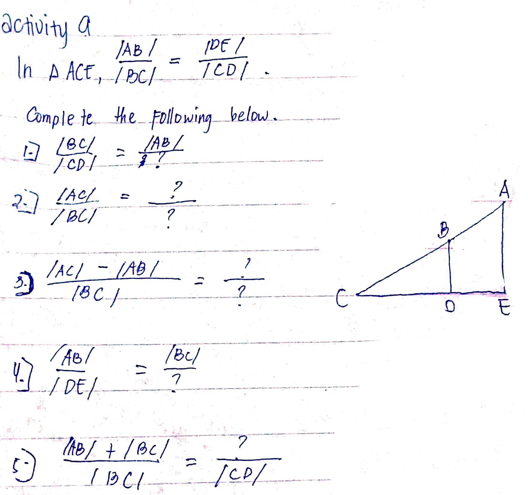 activity a JAB / IDE / = In A ACE, / BC/ 7 CD/
