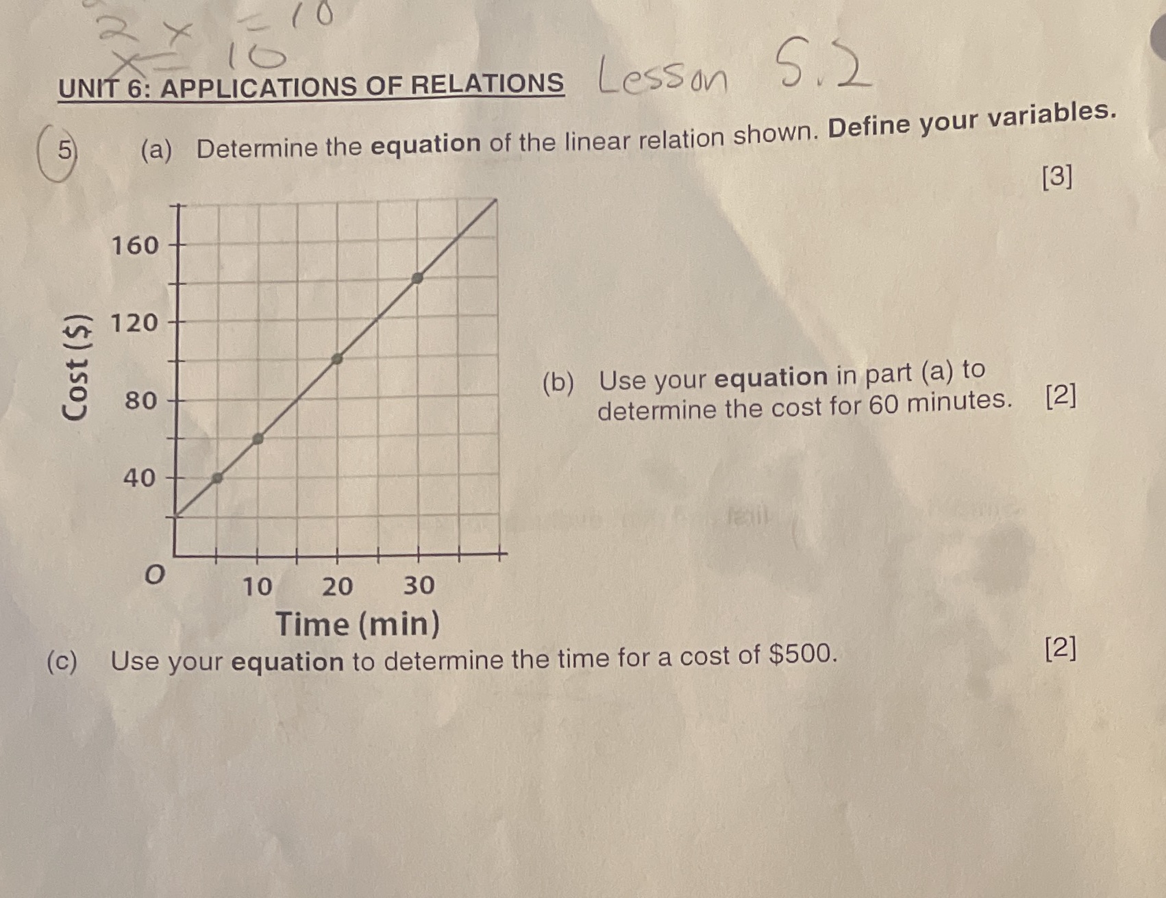 2 x 10 10 UNIT 6: APPLICATIONS OF RELATIONS