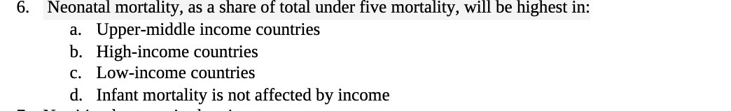 6. Neonatal mortality, as a share of total under