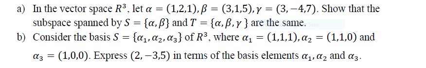 Linear Algebra Note: By direct method a) In the