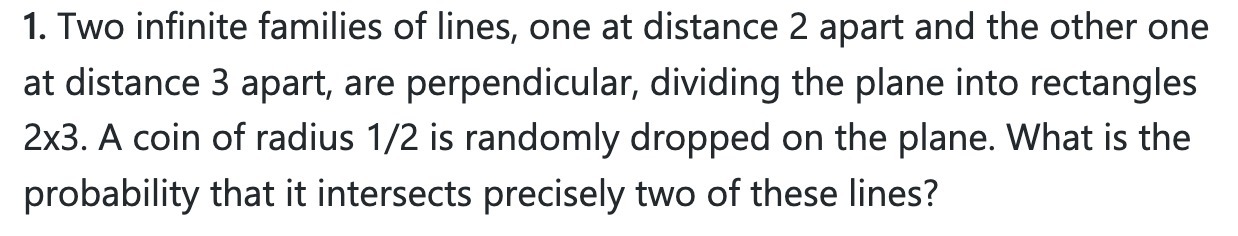 1. Two infinite families of lines, one at