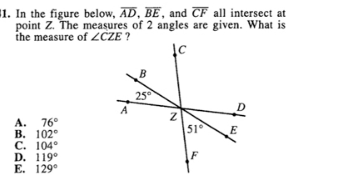11. In the below. ID. FE. end CT all intersect at