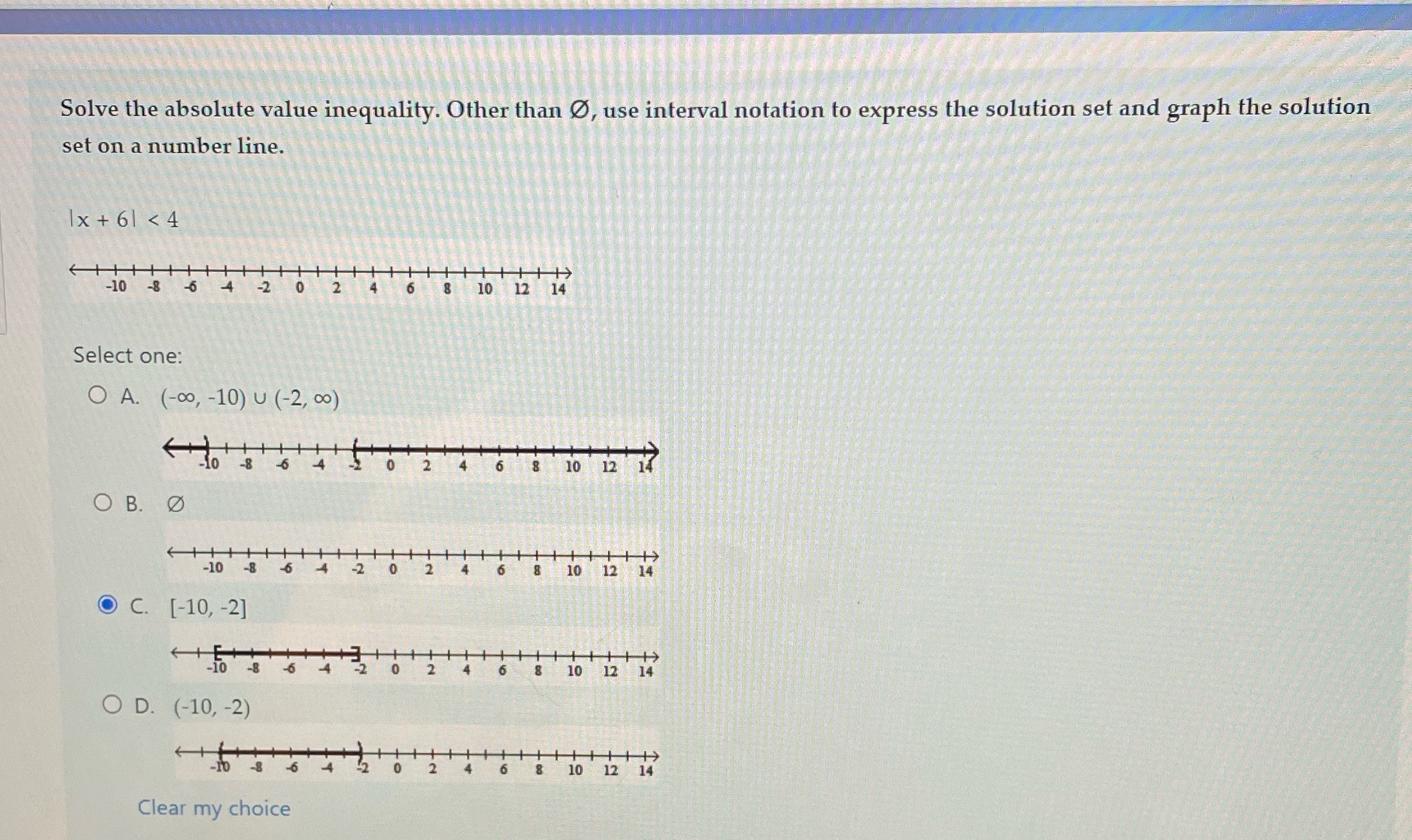 Solve the absolute value inequality. Other than