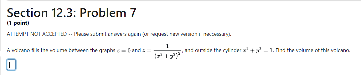 Section 12.3: Problem 7 (1 point) ATTEMPT NOT