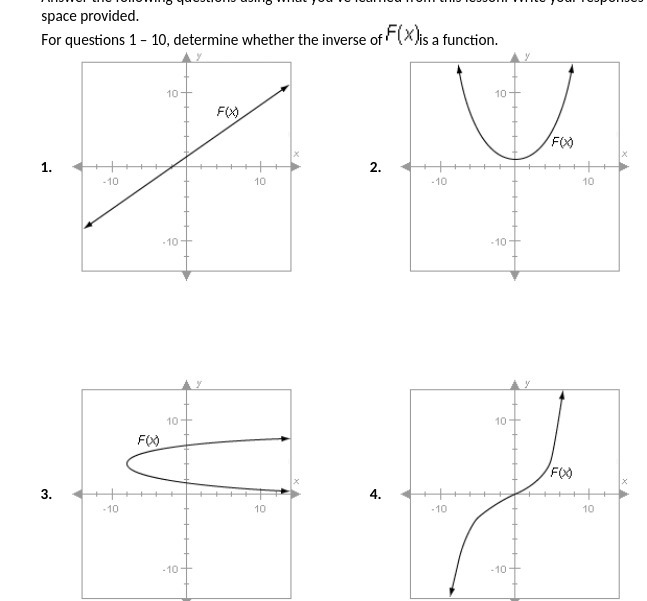space provided. For questions 1 - 10, determine