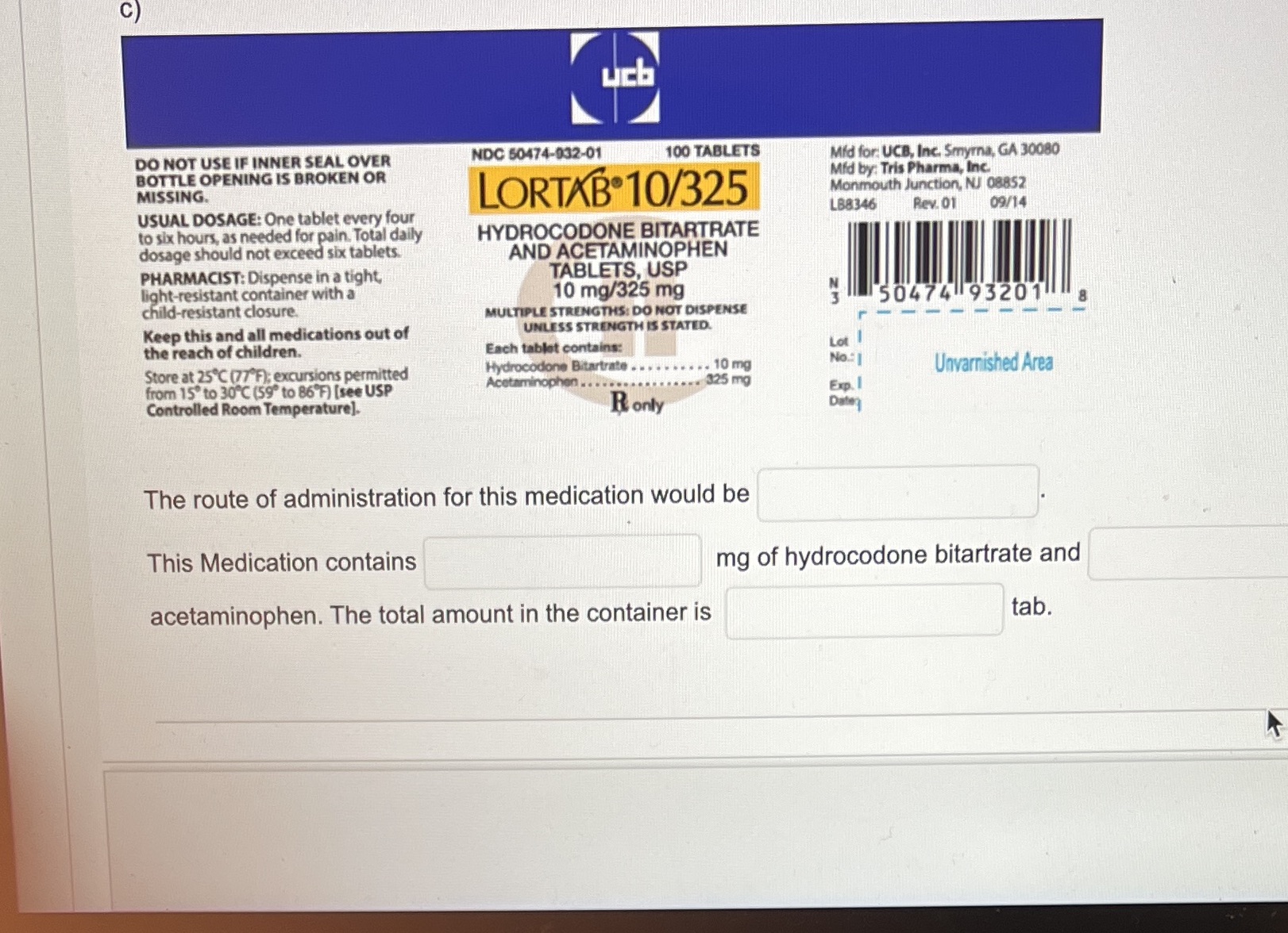 ucb DO NOT USE IF INNER SEAL OVER NDC