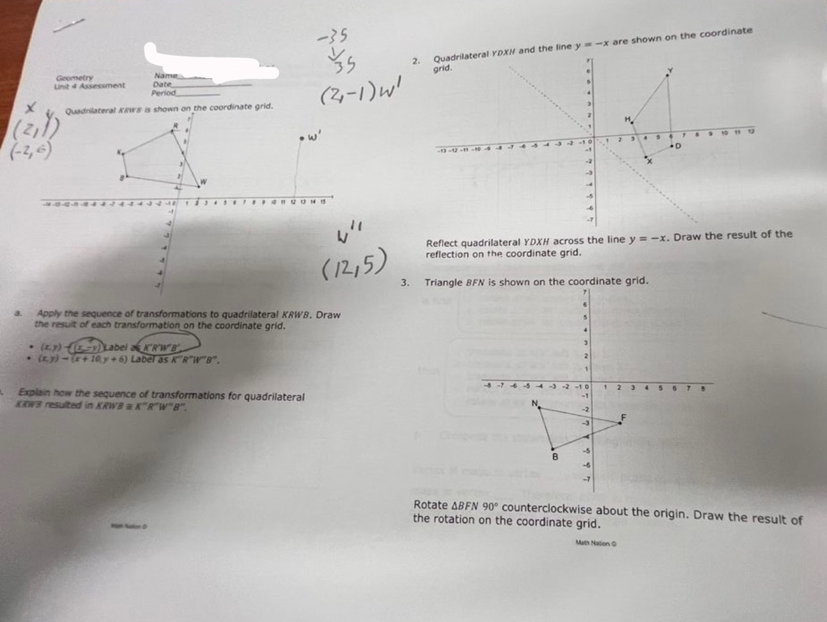 -35 Quadrilateral YDX// and the line y = -x are