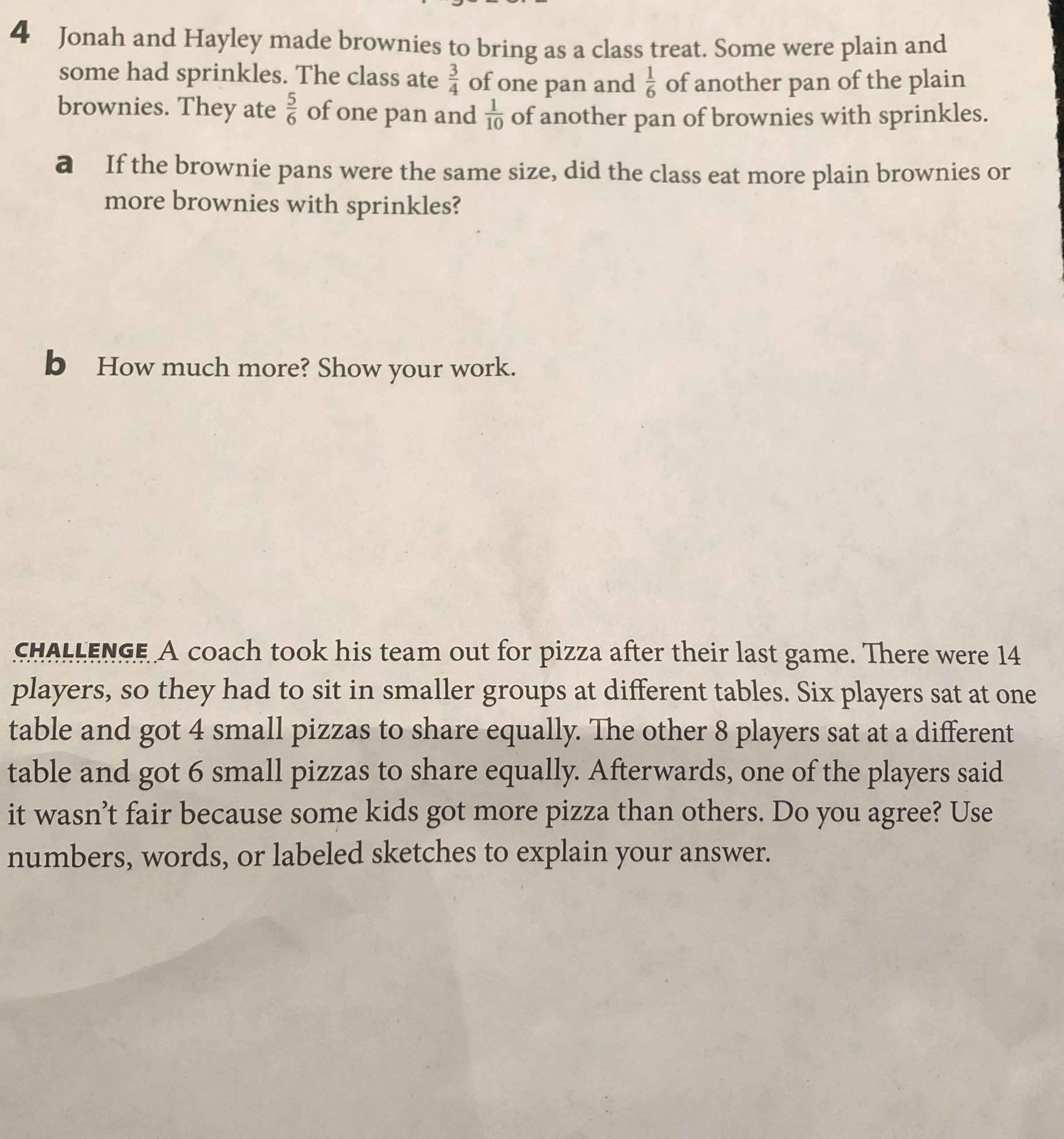 4 Jonah and Hayley made brownies to bring as a