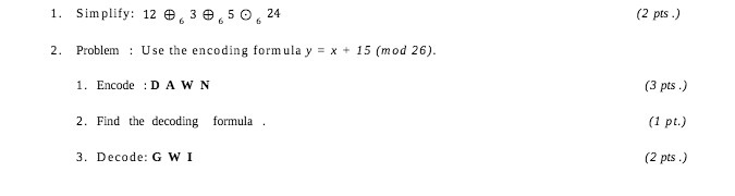 1. Simplify: 12 0, 3 0 50, 24 (2 pts .) 2.