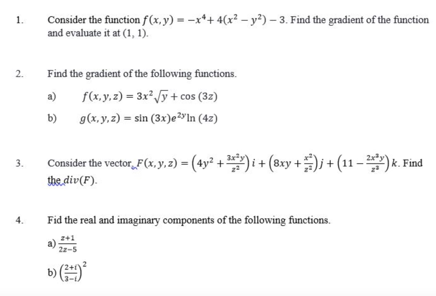 hel me out 1. Consider the function f (x, y) =