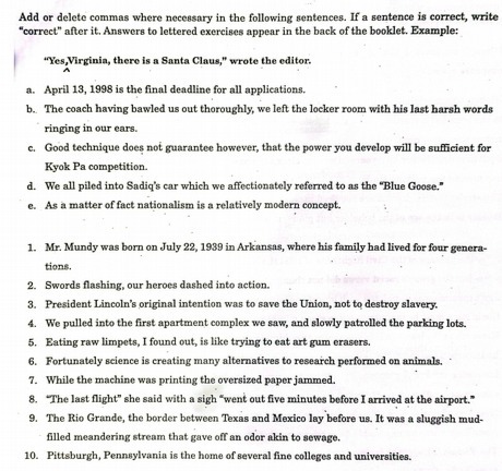 Add or delete commas where necessary in the