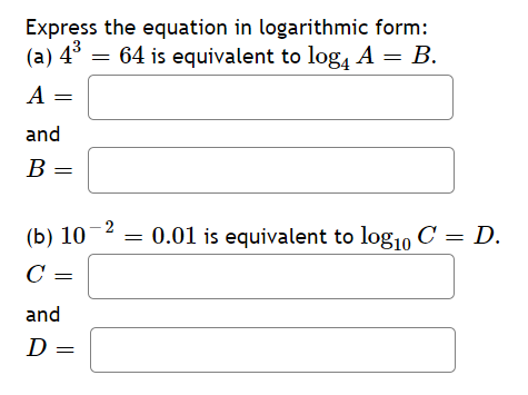6.3 1) Write the equation in exponential form.