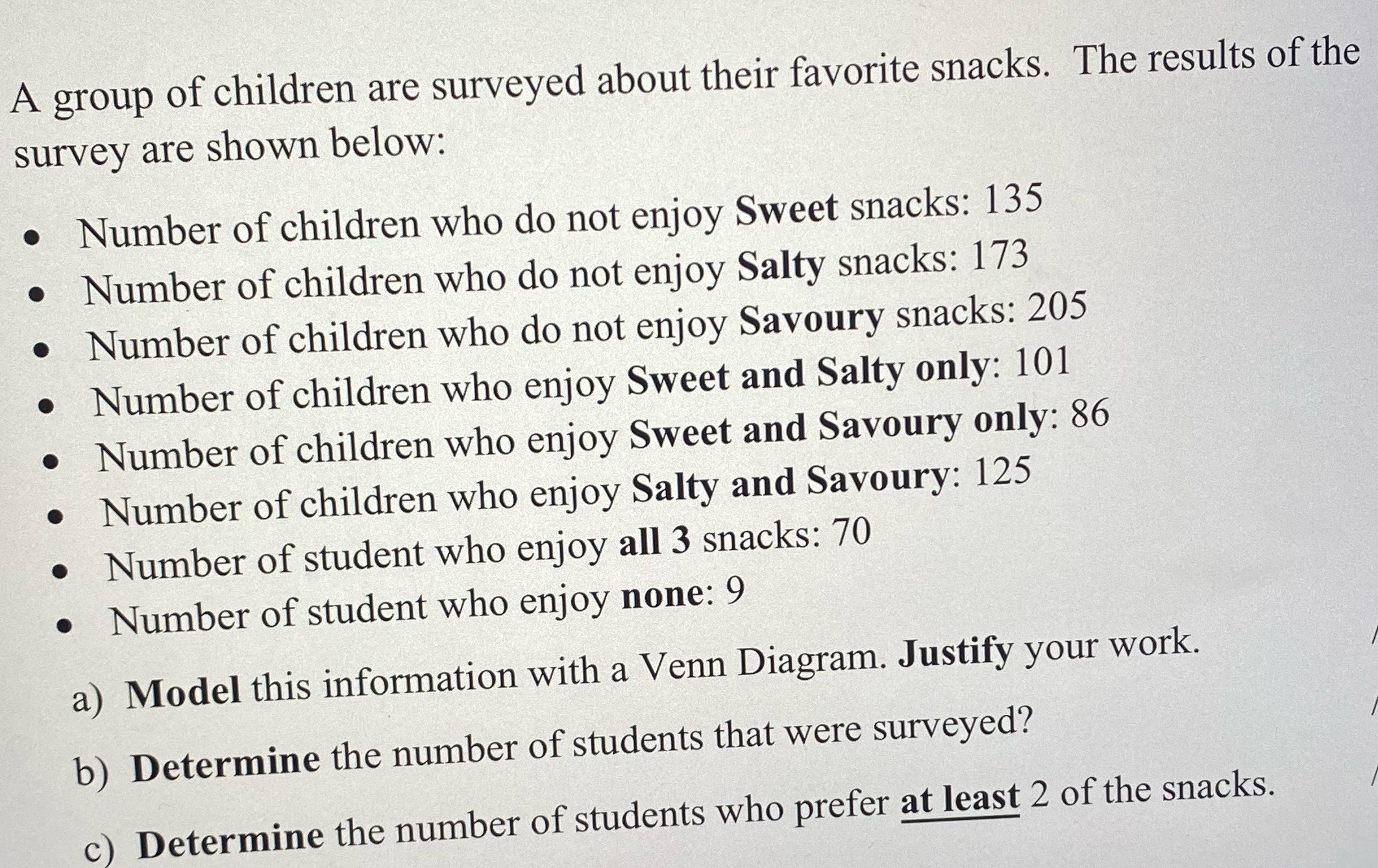 A group of children are surveyed about their