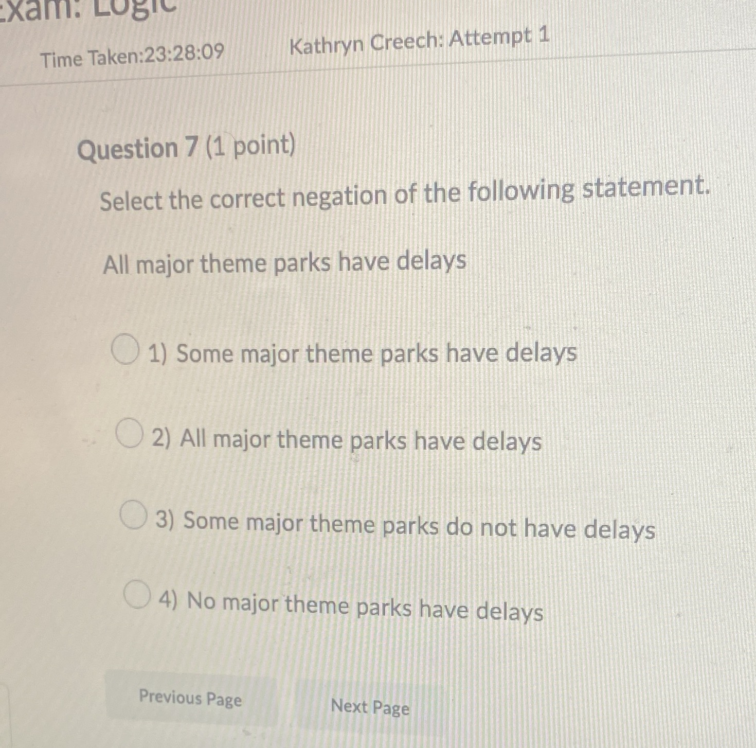 xam. Logic Kathryn Creech: Attempt 1 Time