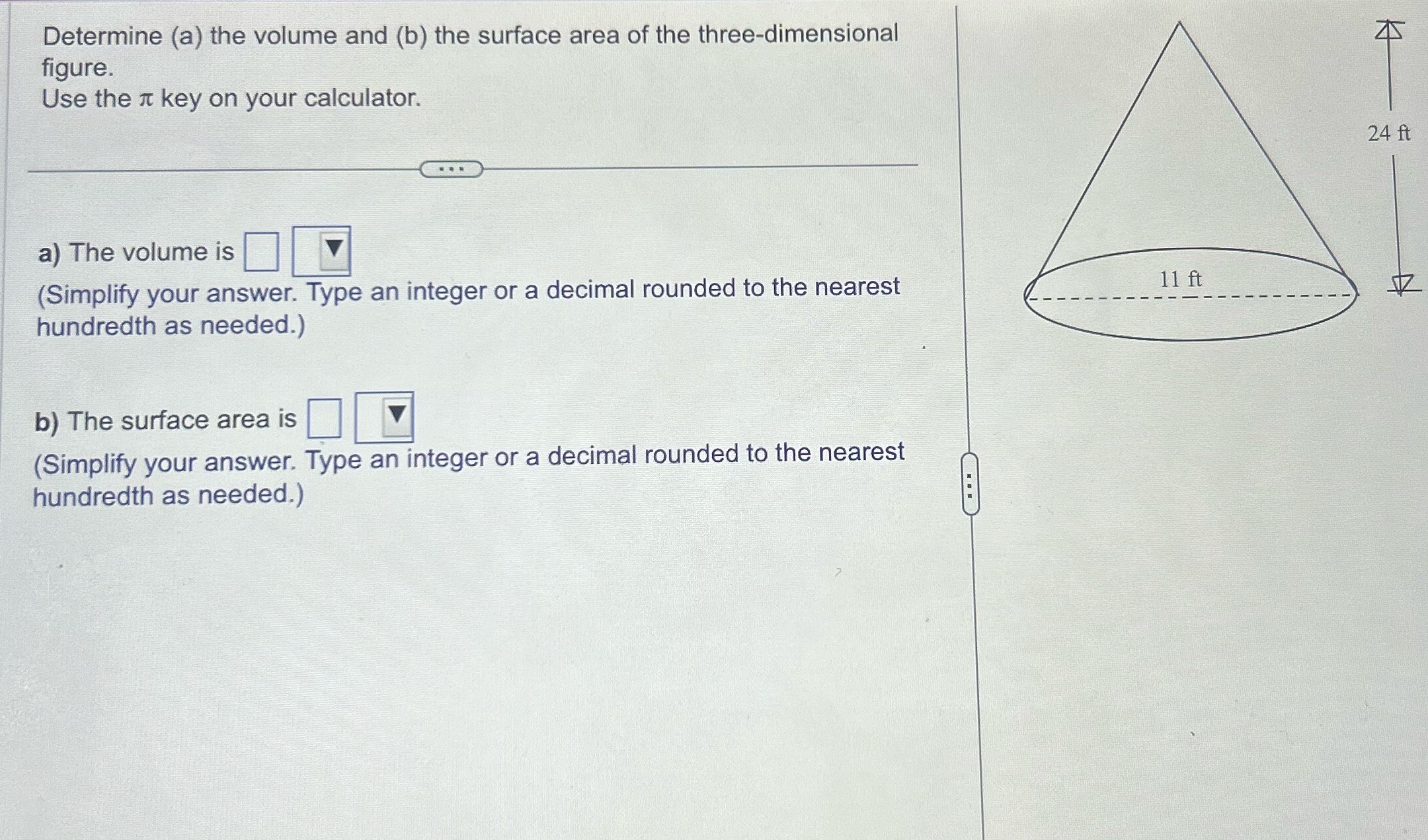 Help Determine (a) the volume and (b) the surface