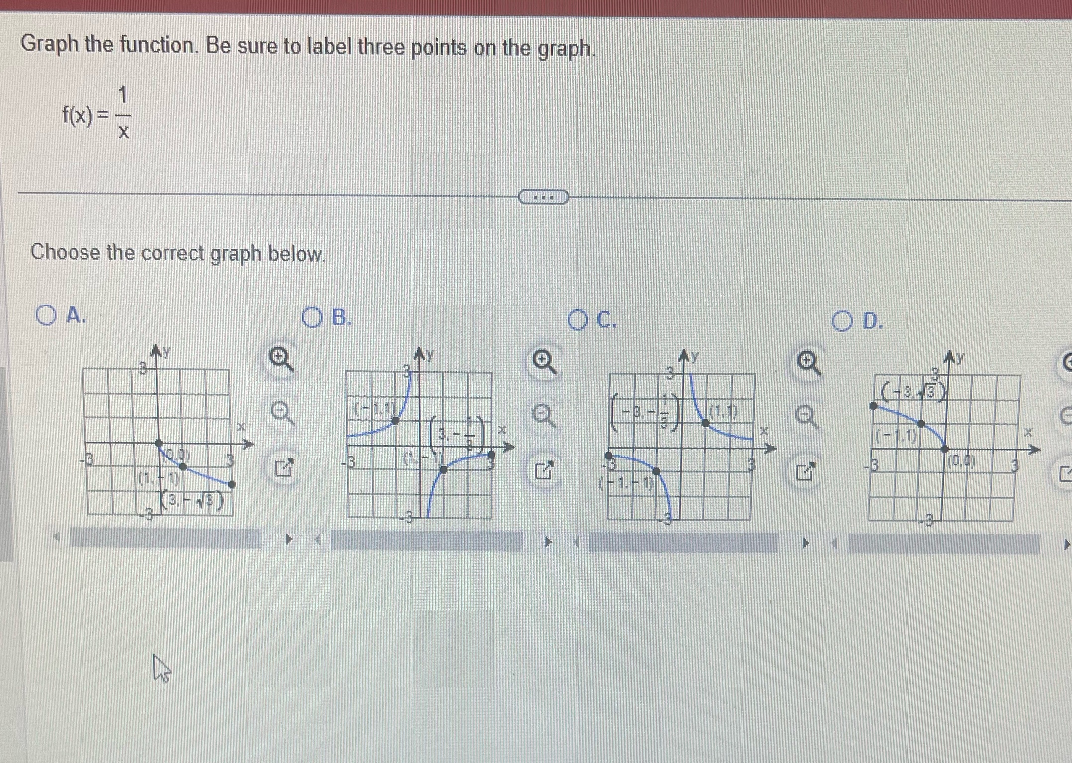 Graph the function. Be sure to label three points