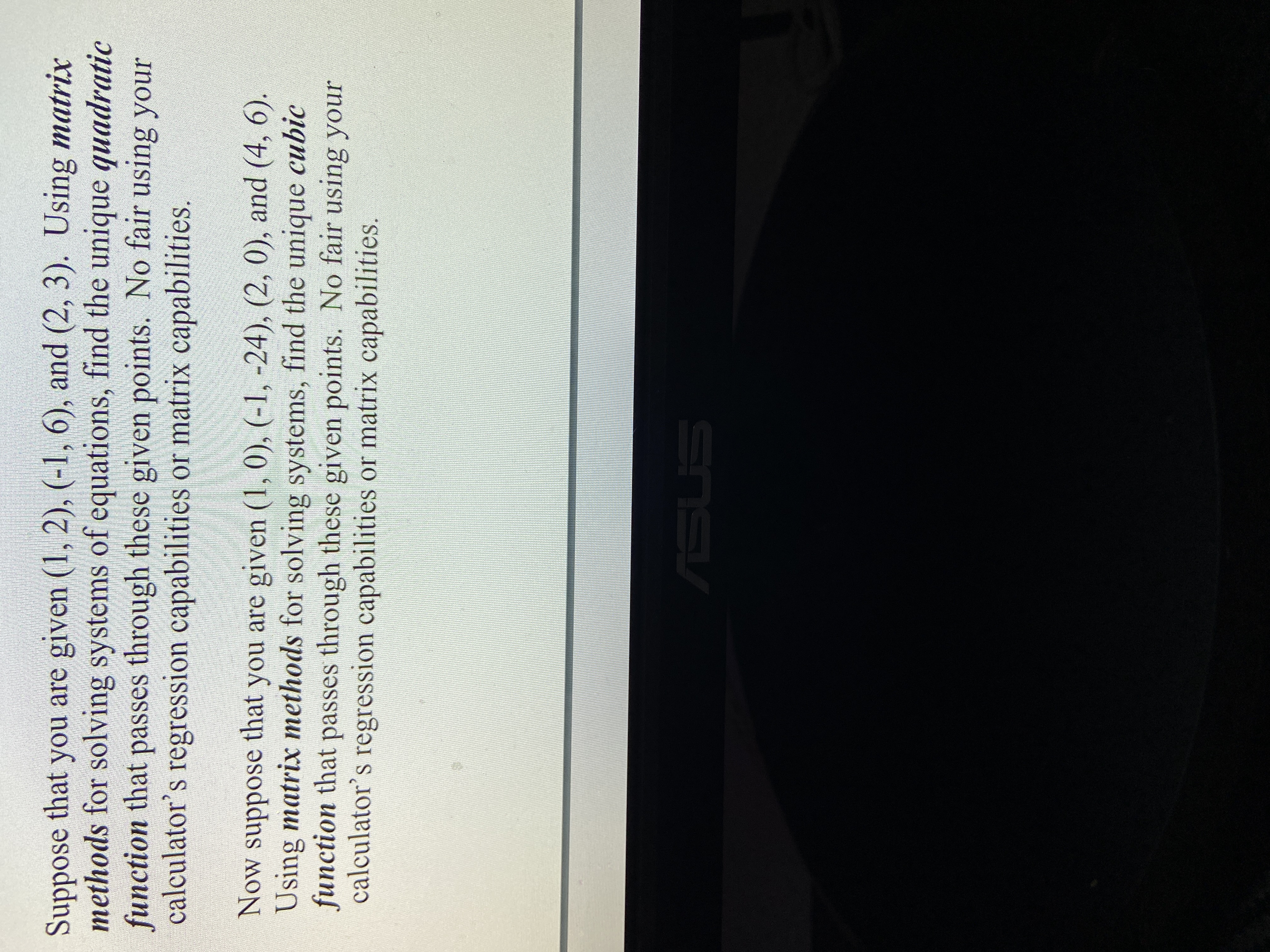 Linear algebra Suppose that you are given (1, 2),