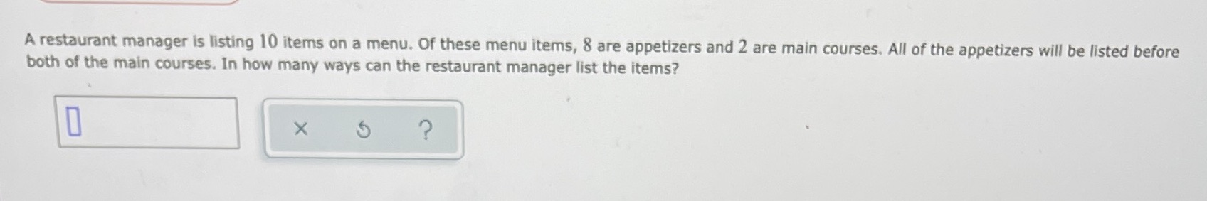 A restaurant manager is listing 10 items on a
