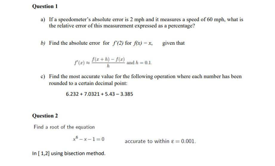 Error and Noon linear solution Question 1 a) If a