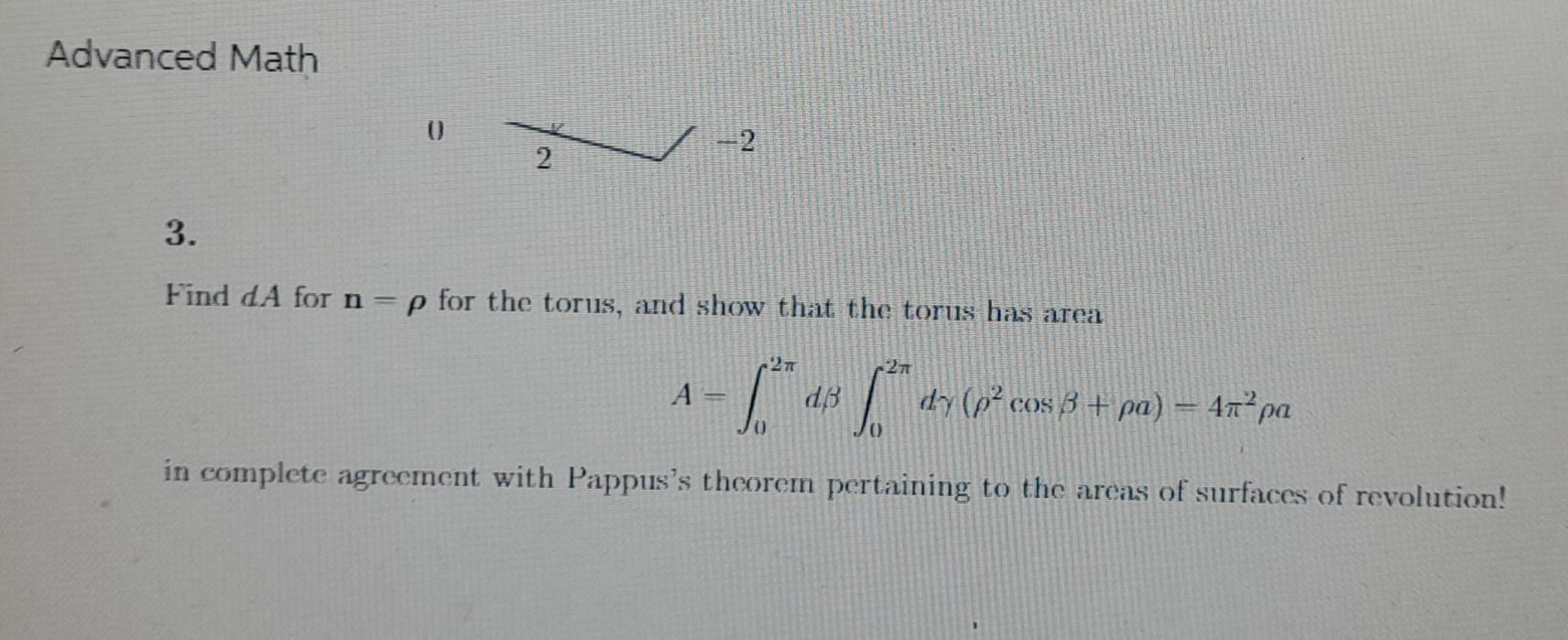 Advanced Math -2 3. Find dA for n = p for the