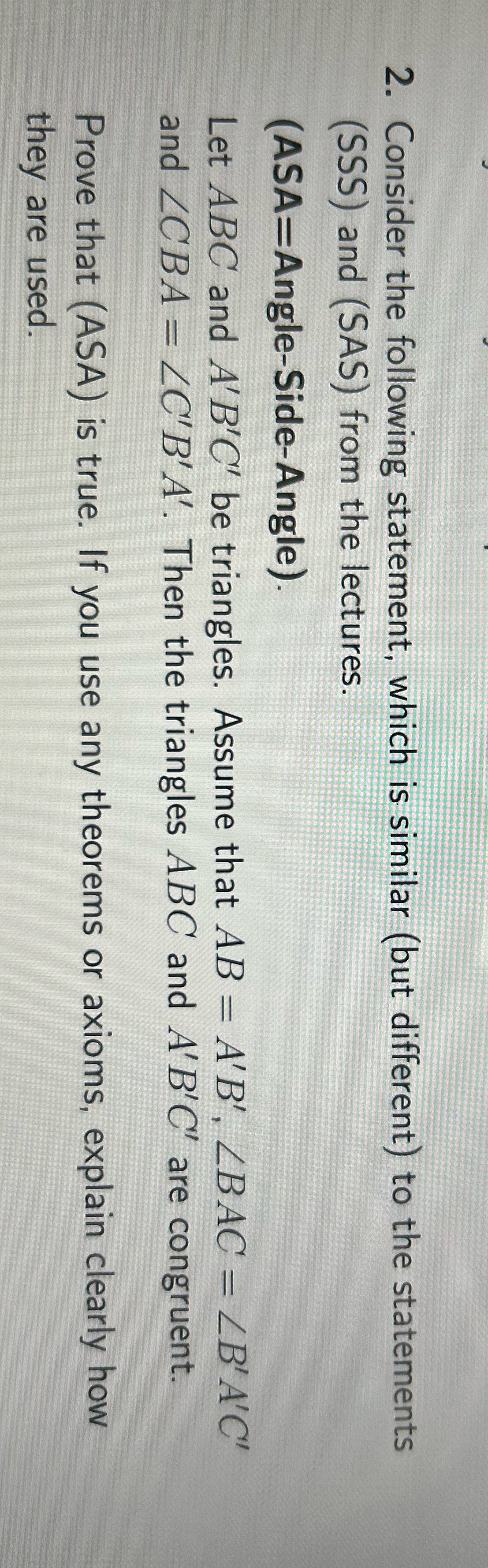 2. Consider the following statement, which is