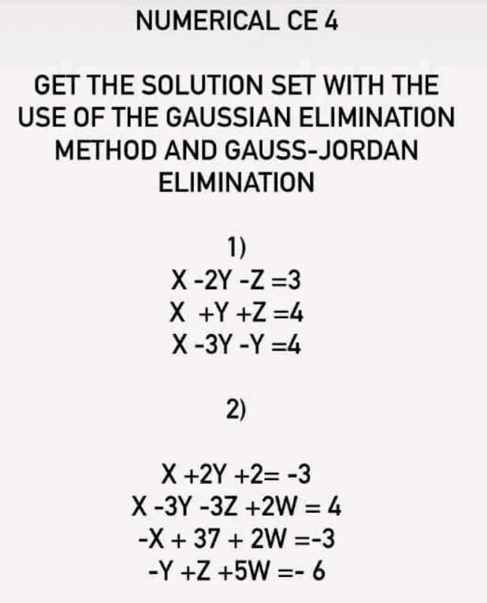 GET THE SOLUTION SET WITH THE USE OF THE GAUSSIAN