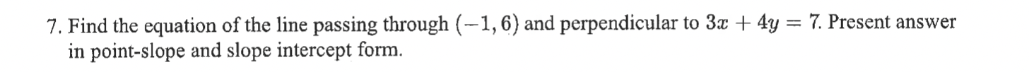 7. Find the equation of the line passing through