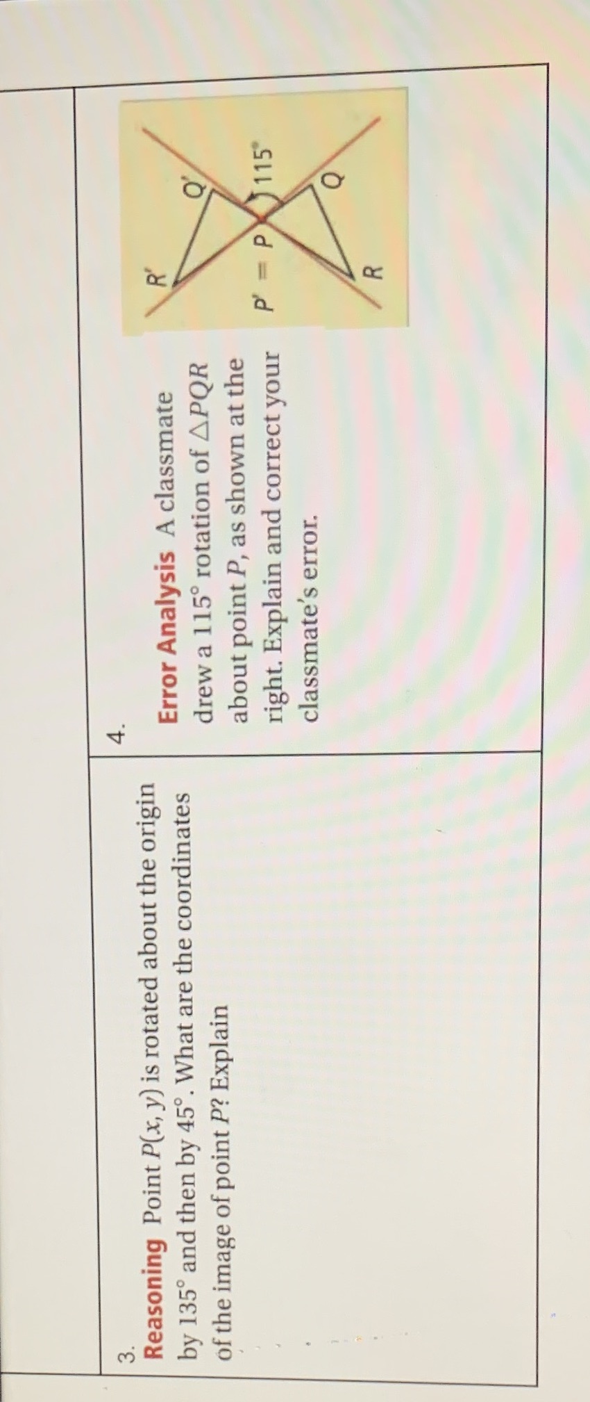 + Reasoning Point P(x, y) is rotated about the