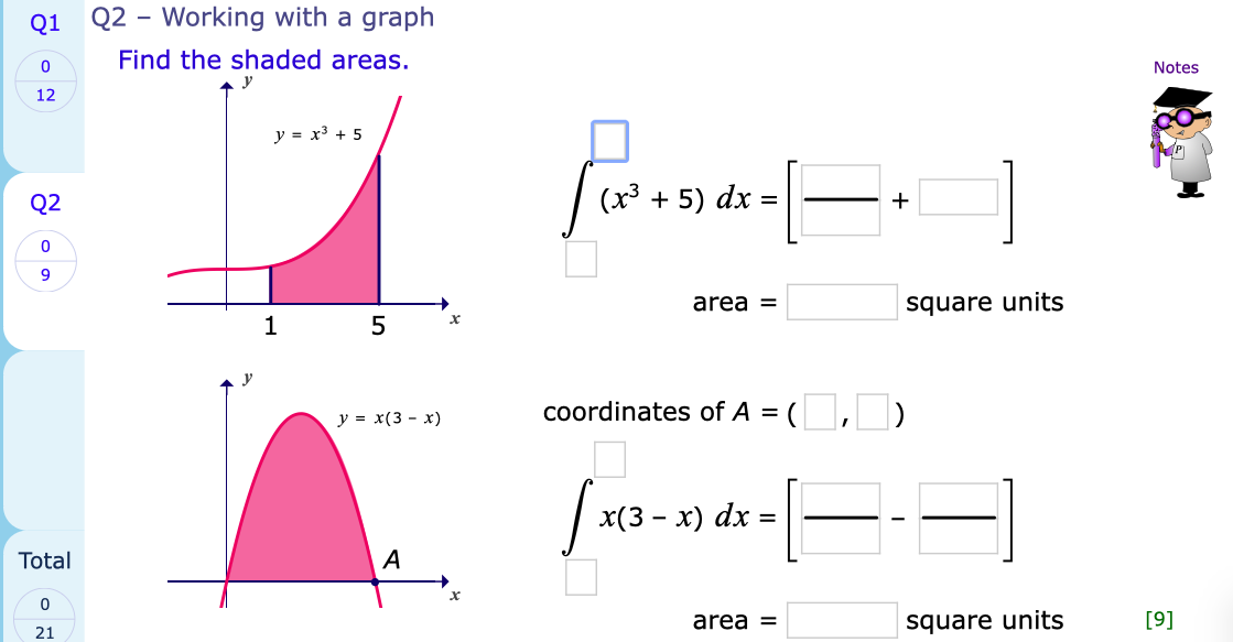 \fQ1 Q2 - Working with a graph 0 Find the shaded