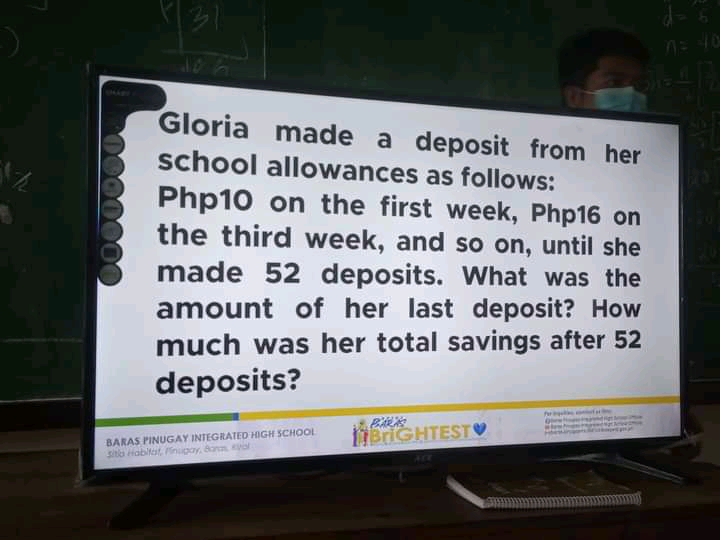Gloria made a deposit from her school allowances