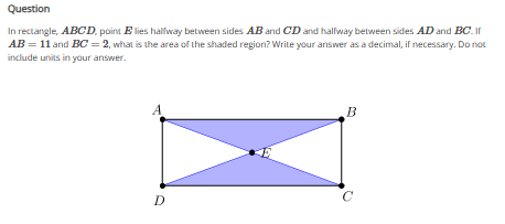 Question In rectangle, ABCD, point E lies halfway