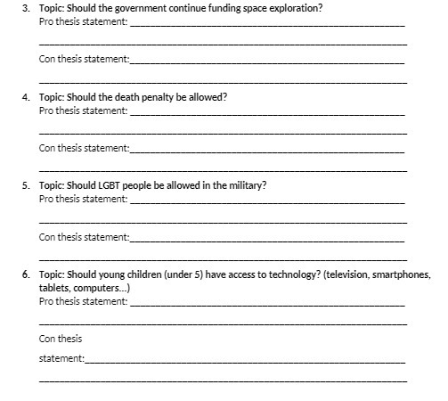 3. Topic: Should the government continue funding