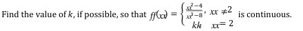 Find the value of k, if possible, so that food =