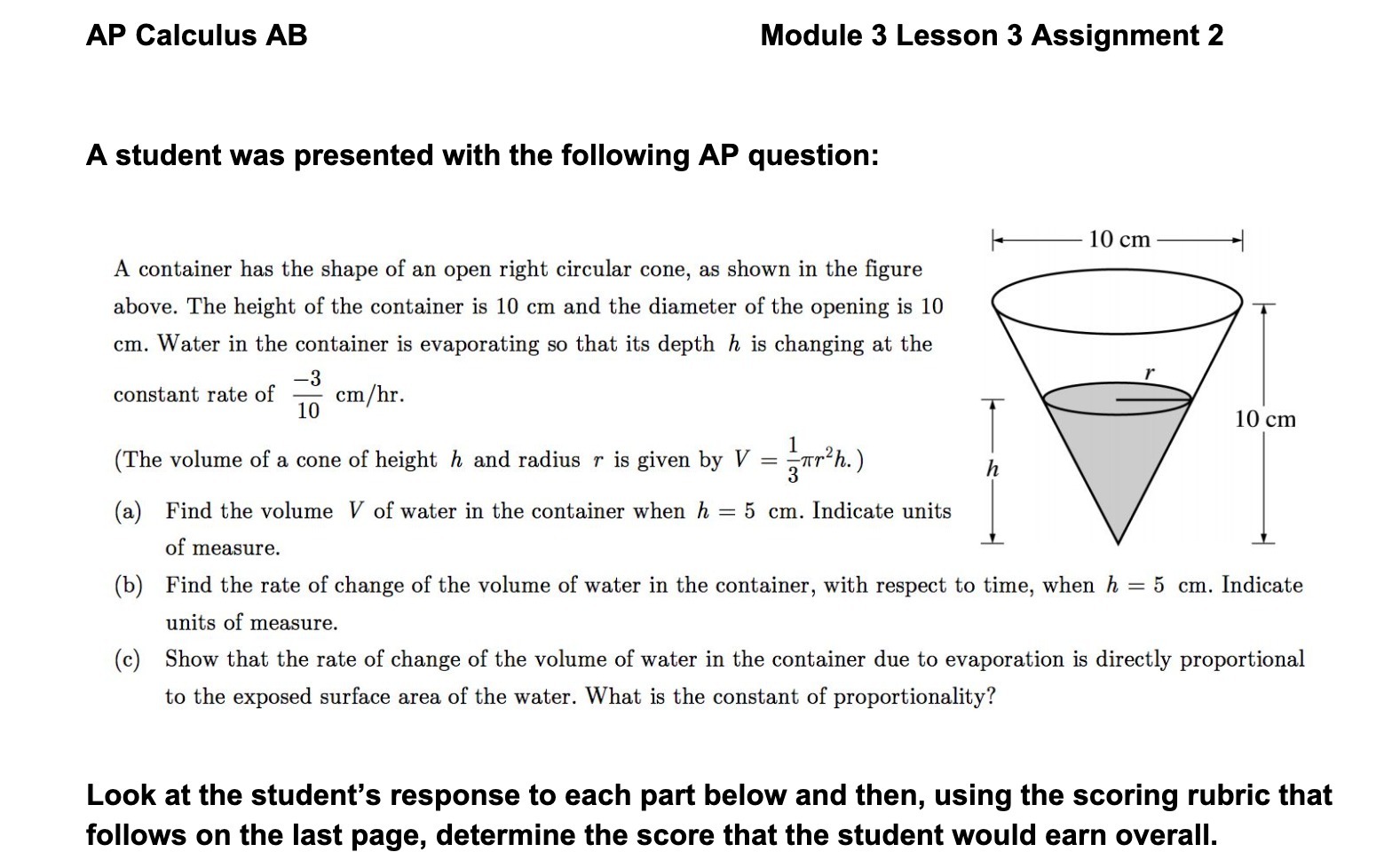 AP Calculus AB Module 3 Lesson 3 Assignment 2 A