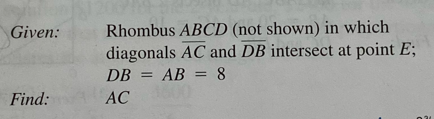 What is AC given the information? Given: Rhombus