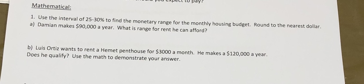 Mathematical: 1. Use the interval of 25-30% to